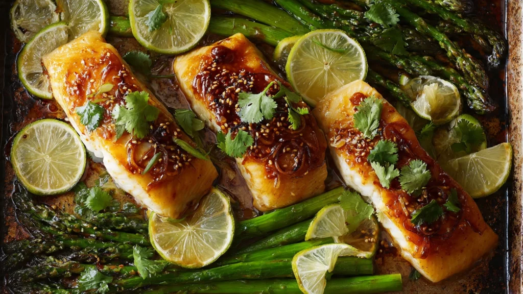 Brushing sweet and savory miso glaze onto fish fillets before roasting