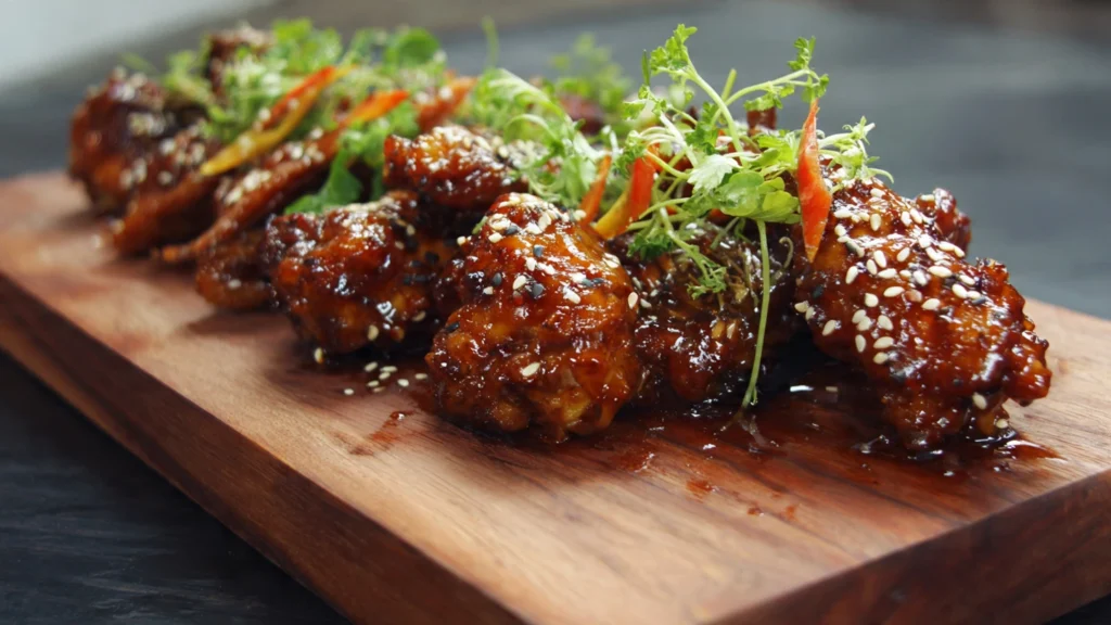 Uncooked chicken wings on a wire rack before baking, showing the preparation for making them crispy.